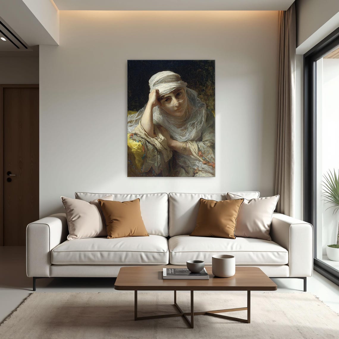 Victorian Woman in White Veil Seated Classic Portrait Art Poster - Image 2