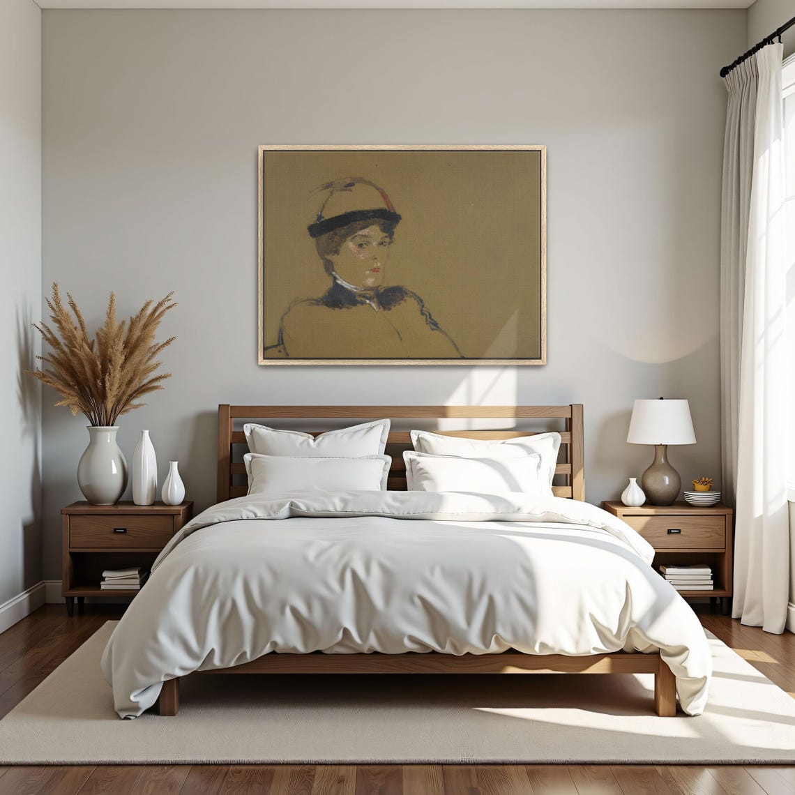 Woman in Hat and Coat Vintage Sepia Sketch Portrait Drawing Poster - Image 5