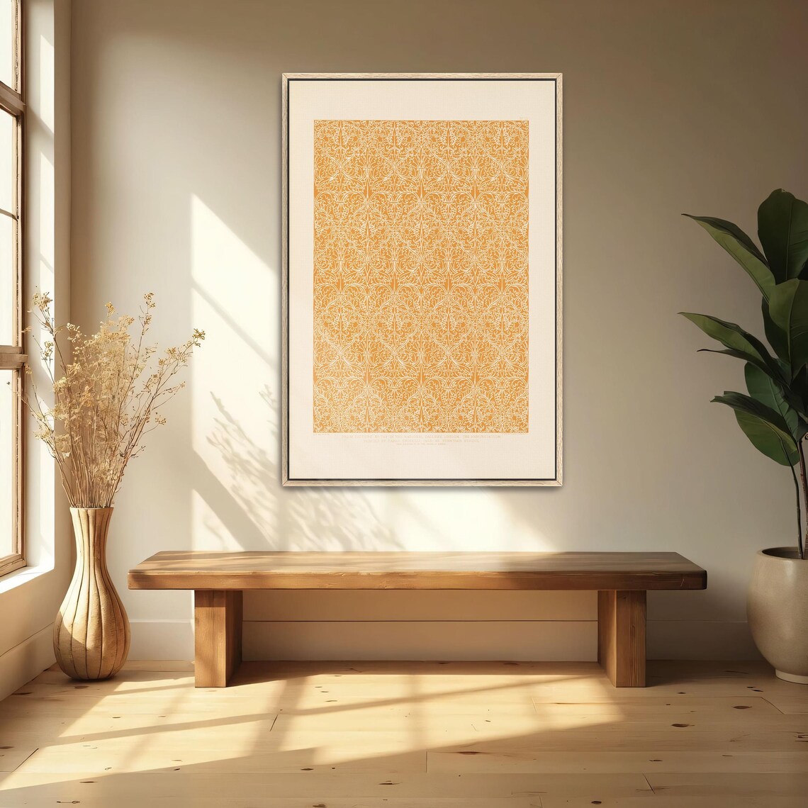 Large Framed Print Of Ornamental Pattern From A Painting Pattern Print White And Orange Bedroom Artwork - Image 4