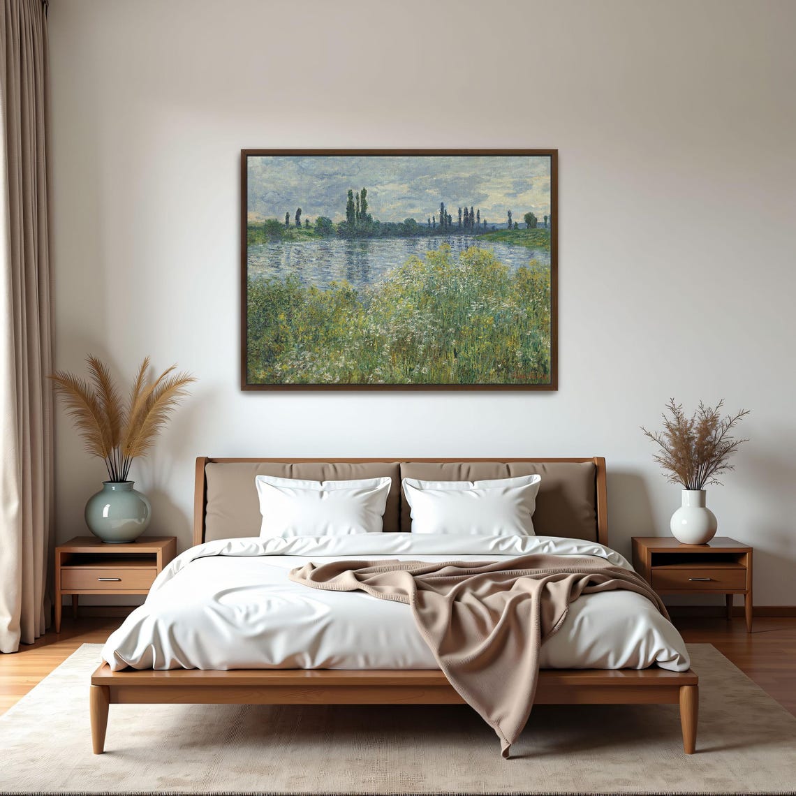 Claude Monet Wide River View With Poplars And Wildflowers Poster - Image 5