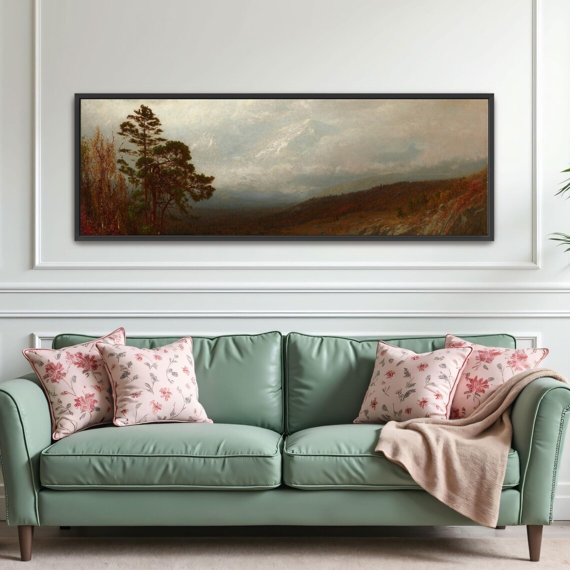 Snowcapped Mountain Rising Above a Misty Lake Valley View Poster - Image 4