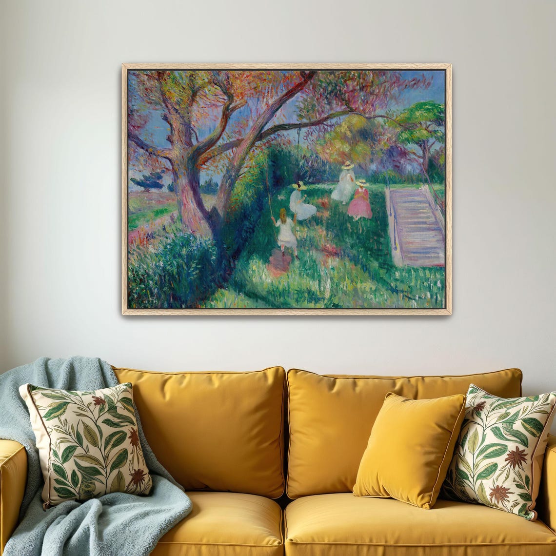 Four Women In A Sunny Garden With A Swing Impressionist Art Poster - Image 4