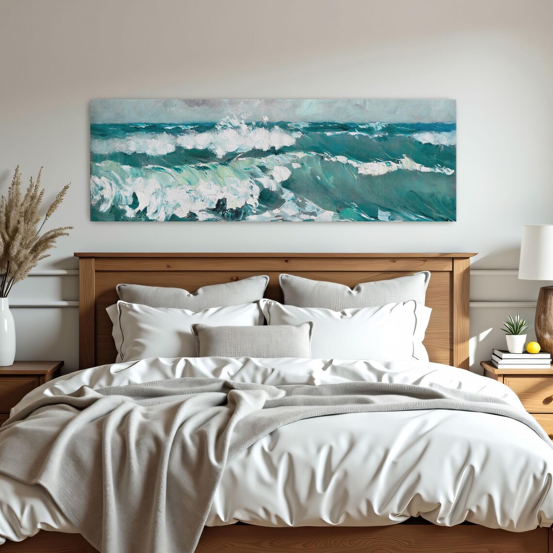Turquoise Impressionist Seascape With Crashing Whitecaps Poster