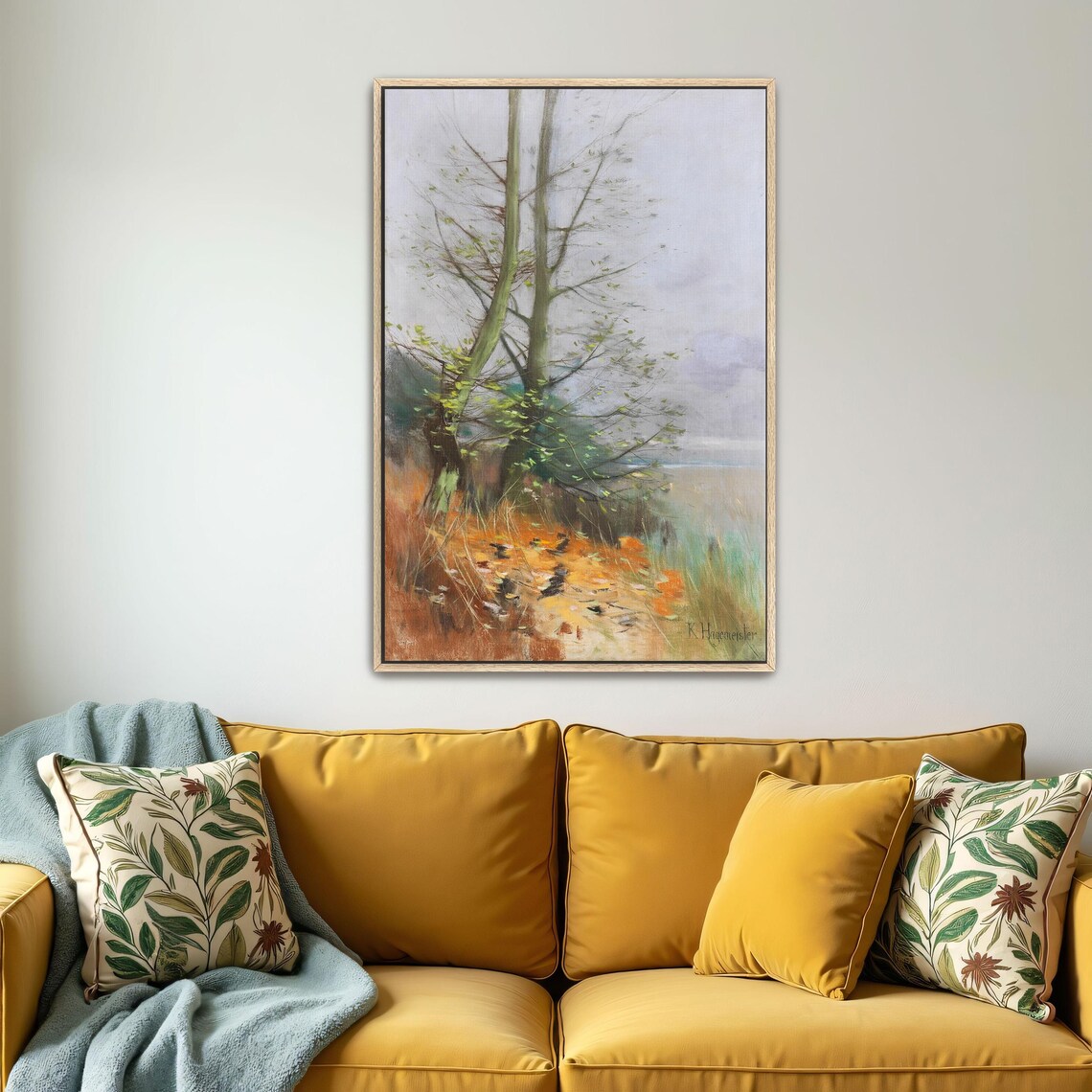 Two Tall Trees In A Foggy Meadow Signed By K. Hagemeister Poster - Image 4