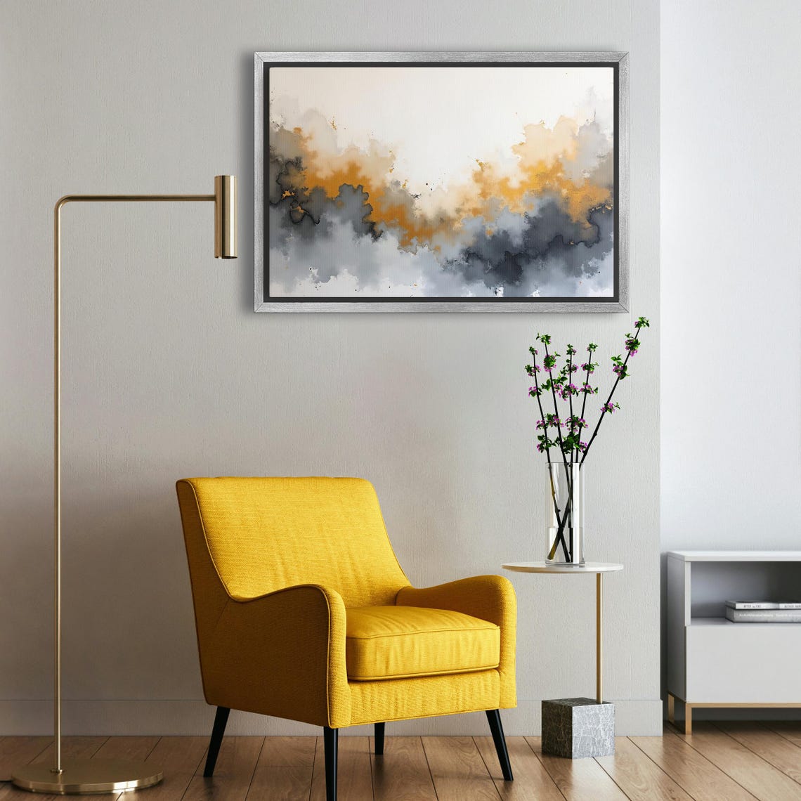Explosive Gold And Charcoal Ink Burst Watercolor Abstract Poster - Image 5