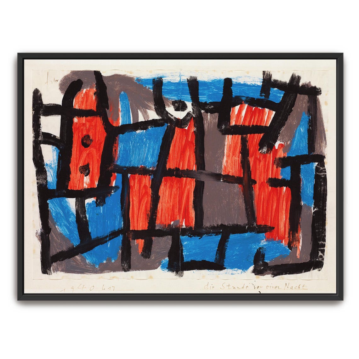Paul Klee Large Framed Print Abstract Geometric Painting With Red And Blue Geometric Fine Art Print Abstract Artwork