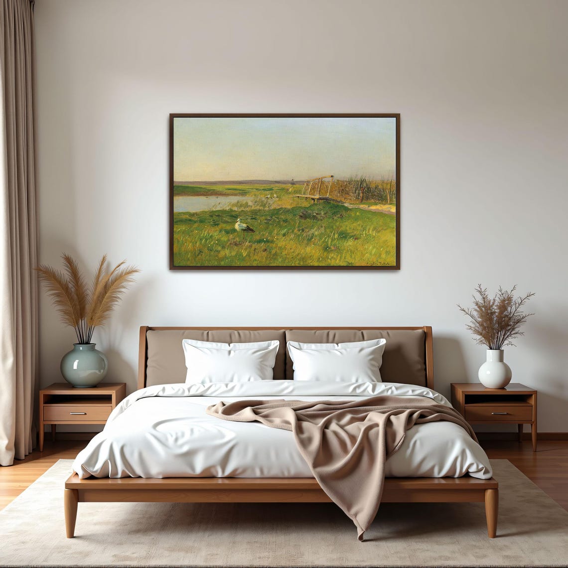 White Stork Standing In A Golden Marsh At Dawn Signed Jettel Poster - Image 5