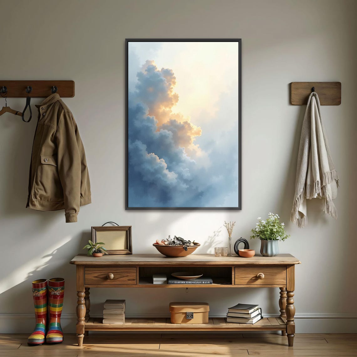 Dramatic Golden Light Clouds At Sunrise Tall Vertical Sky Poster - Image 3