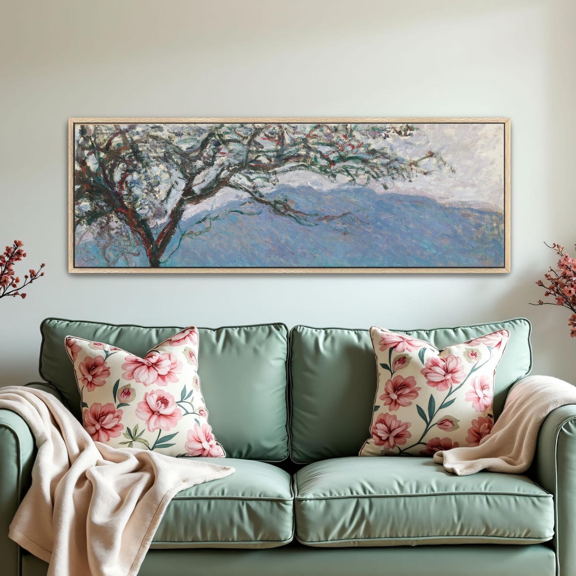 Impressionist Blossoming Tree Above Blue Mountain Haze Poster - Image 5