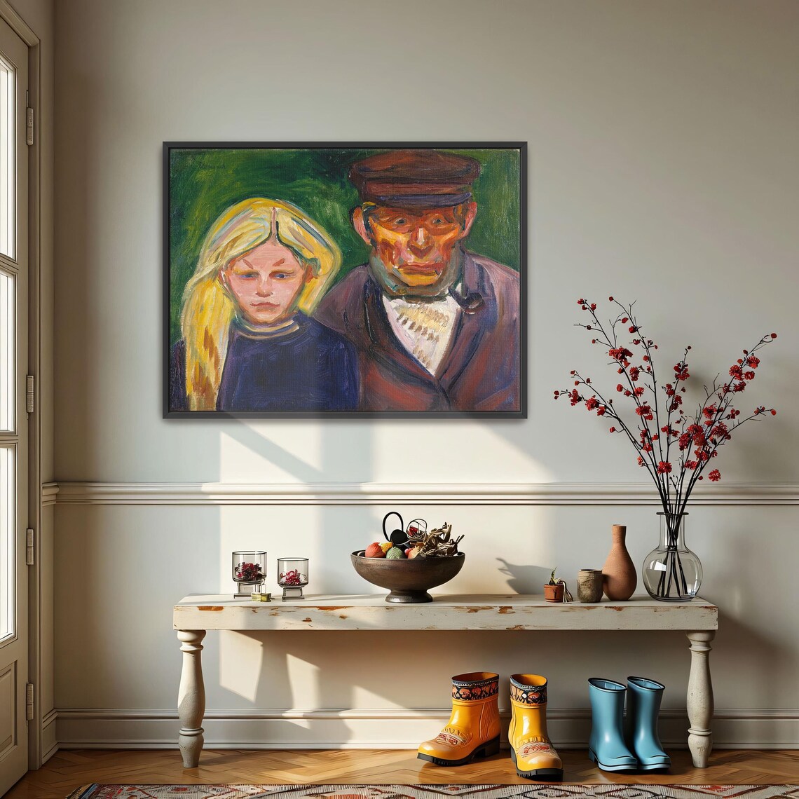 Expressionist Portrait Of Old Fisherman And Young Girl Poster - Image 3