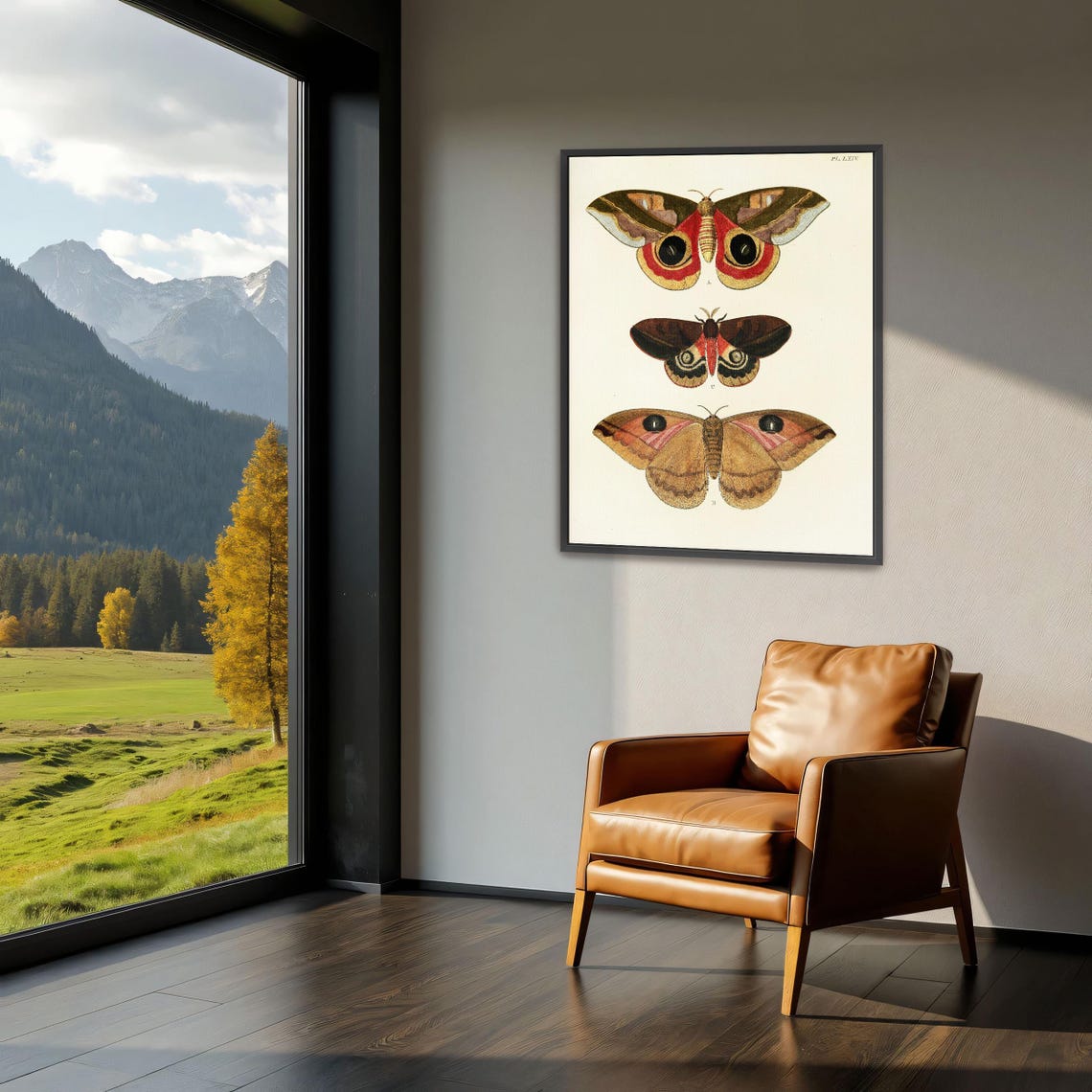 Framed Print Of Three Butterfly Specimens On White Background Animal Print Brown And Red Entryway Art Boho Artwork - Image 4