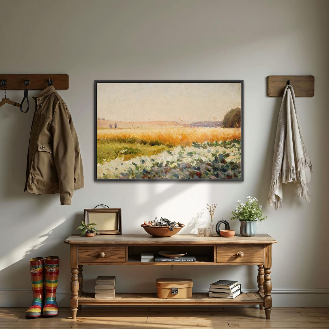 Cabbage Field With Distant Trees Rustic Countryside Art Poster - Image 4