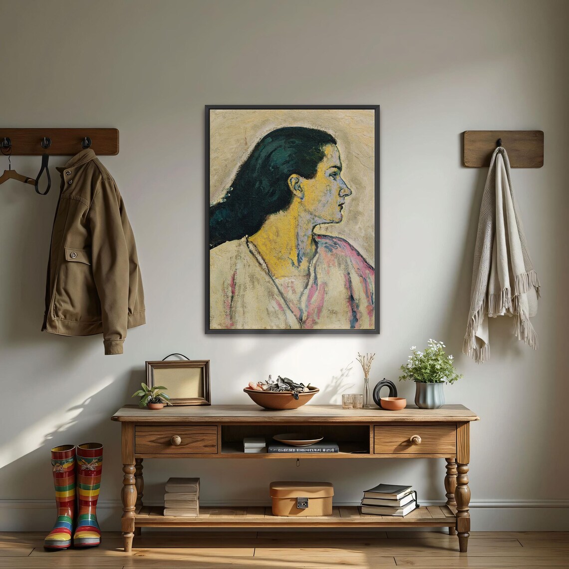 Profile Portrait of a Woman Expressionist Style Oil Painting Poster - Image 4