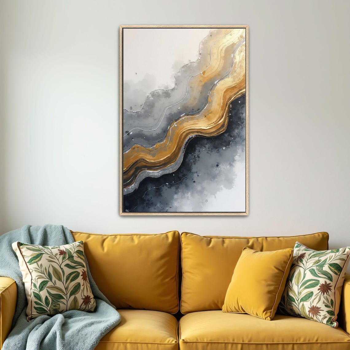 Abstract Gold and Grey Marble Swirls Modern Luxury Decor Poster - Image 4
