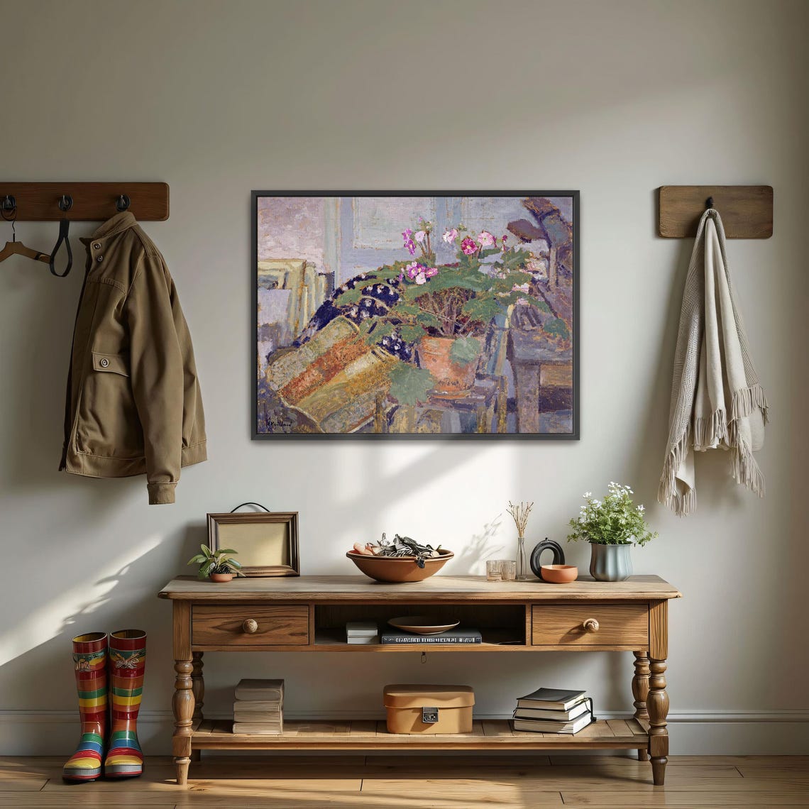 Potted Pink Flowers by Window Impressionist Still Life Poster - Image 4
