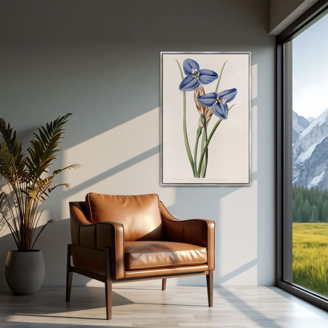 Blue Star Shaped Blossoms Antique Botanical Illustration Art Poster - Image 2