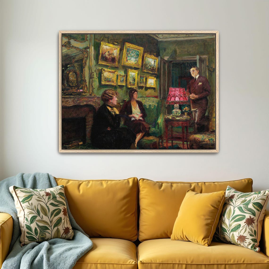 Elegant Art Salon Interior With Three Figures And Gilt Frames Poster - Image 4