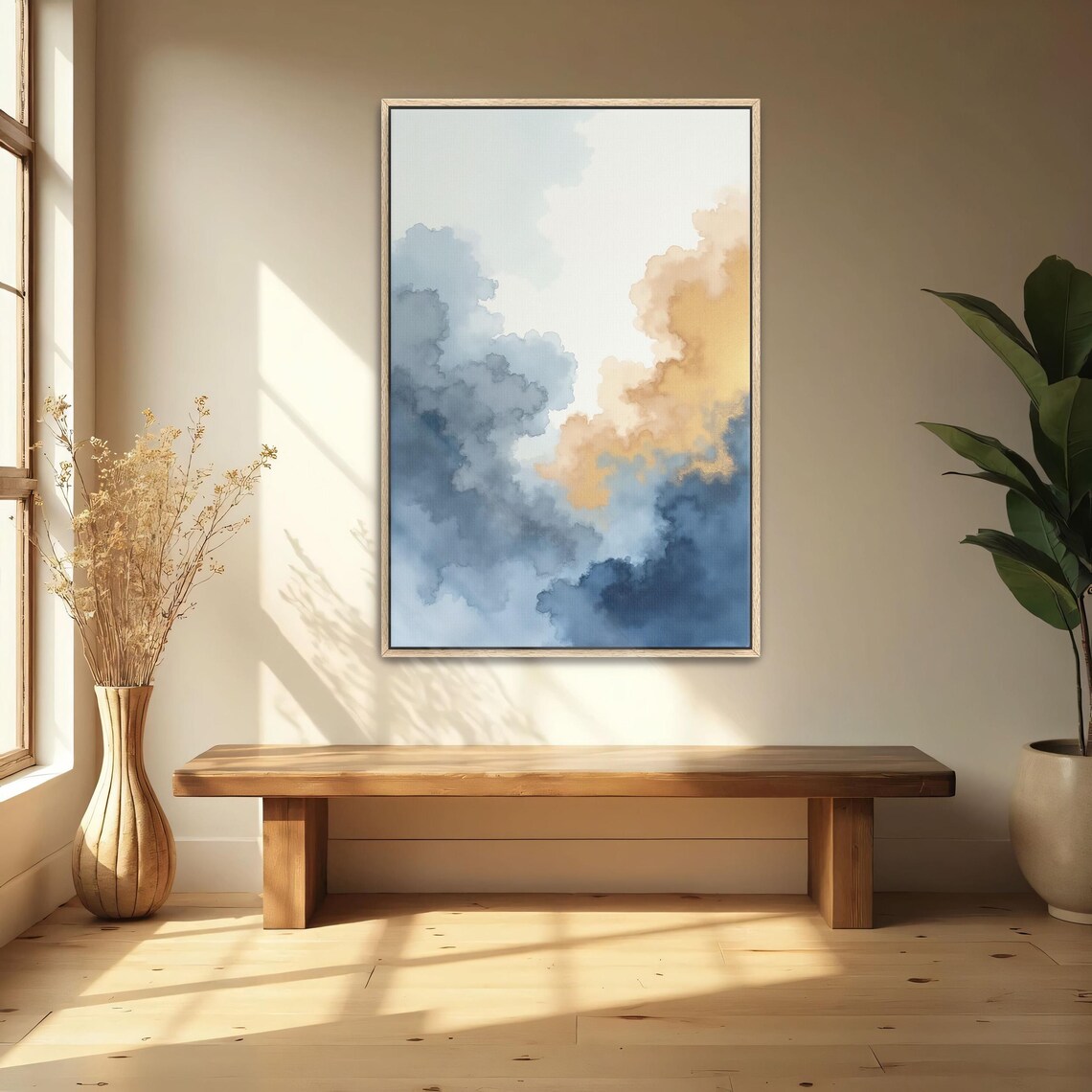Abstract Blue and Gold Watercolor Cloudscape Painting Poster - Image 4