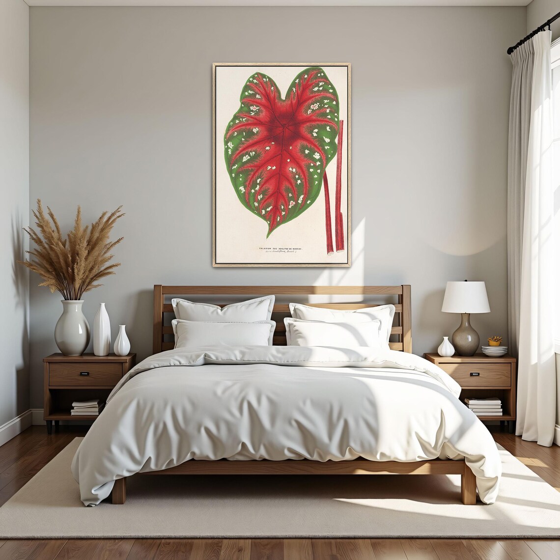 Red And Green Caladium Leaf Botanical Illustration Vintage Art Poster - Image 4