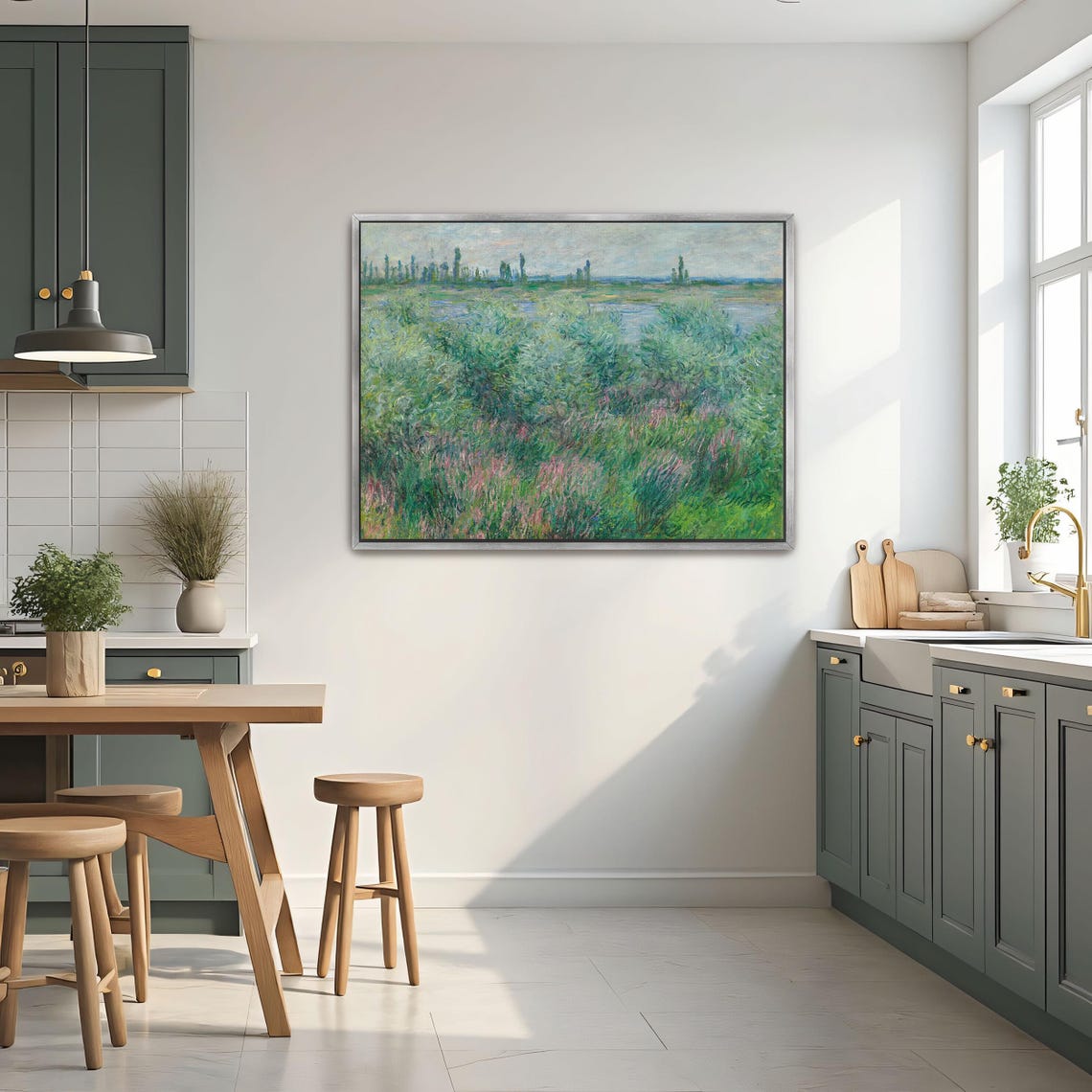 Claude Monet Lush Riverbank With Wildflowers Landscape Poster - Image 2