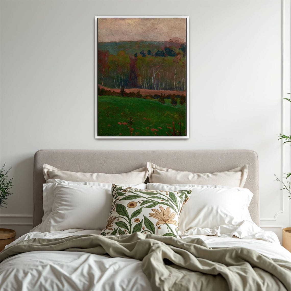 Green Forest Landscape With Distant Hills Vintage Landscape Poster - Image 3