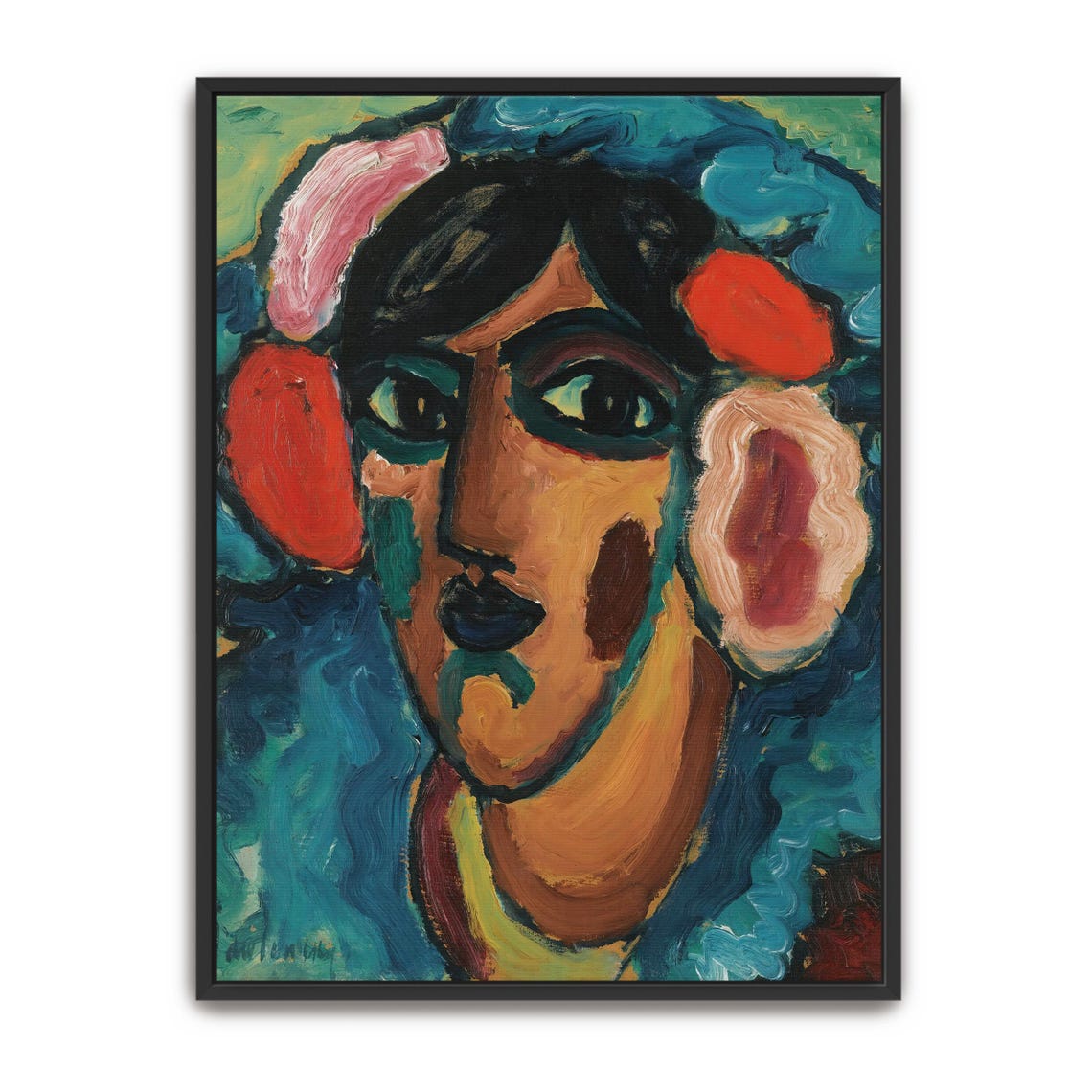 Alexej von Jawlensky Woman with Flowers Expressionist Portrait Poster