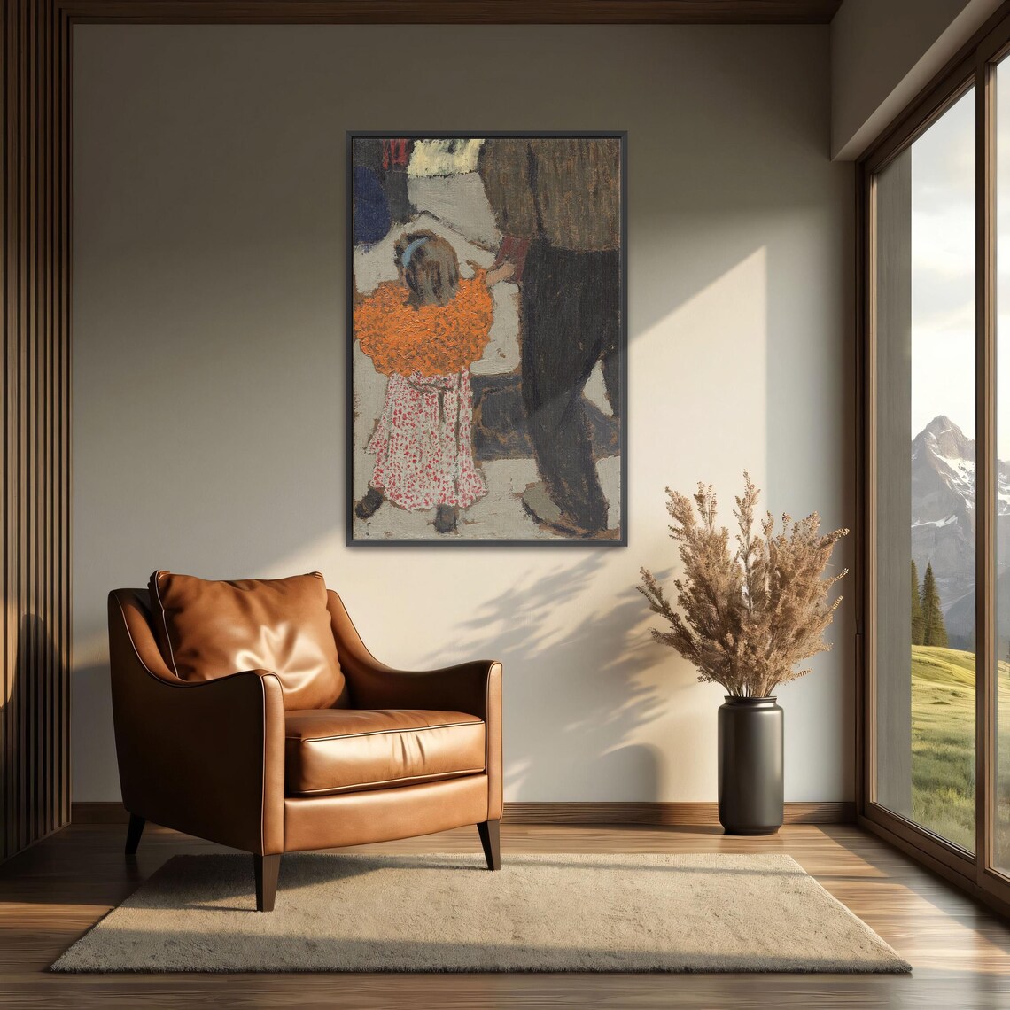 Woman In Orange Shawl Impressionist Street Scene Painting Poster - Image 3