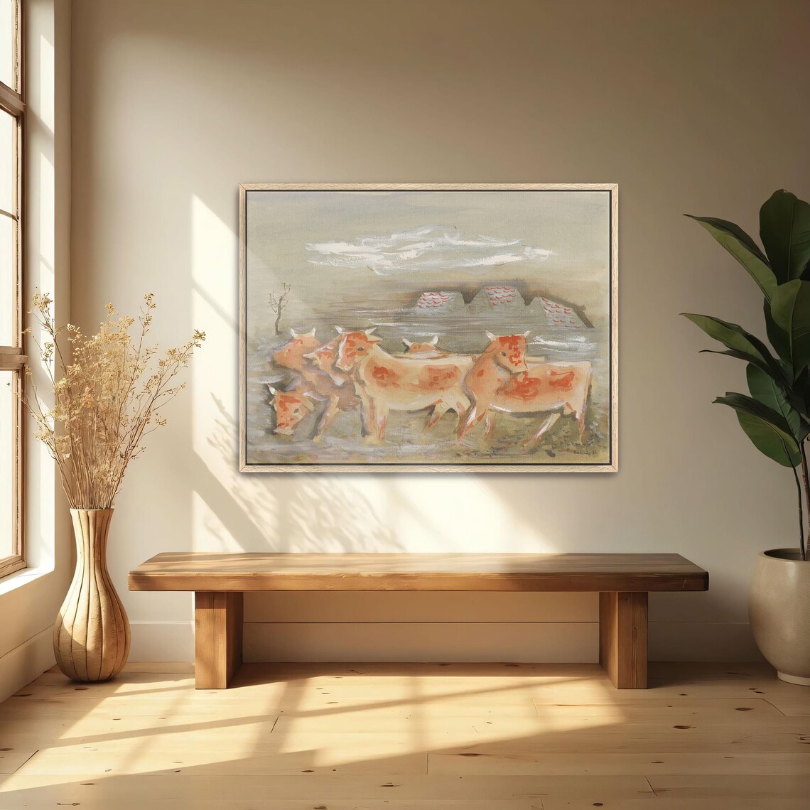 Loose Watercolor Painting Of A Herd Of Red And White Cows Poster - Image 4