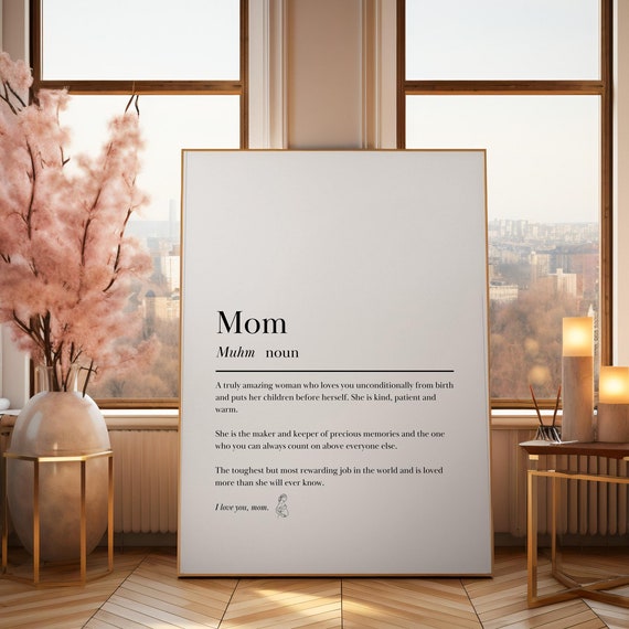 Mom Definition Print Dictionary Poster Quote Wall Art Art For Mom Gift For Mom Mom Cute Gift Mammy Definition Print Mom Definition Sign