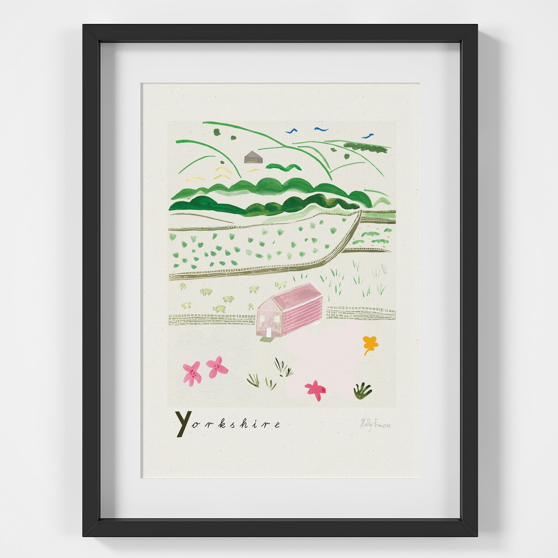 Yorkshire Countryside Scene Travel Poster, Rural England