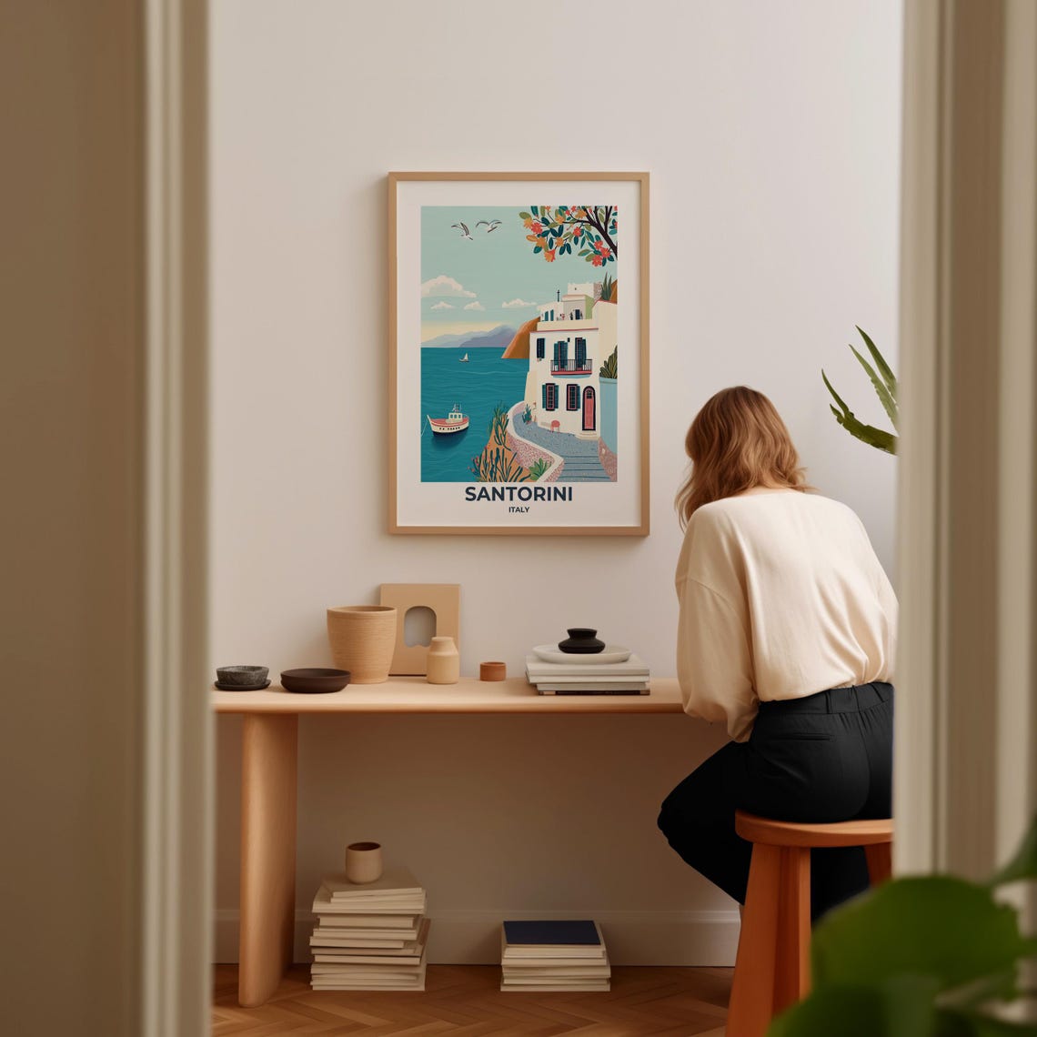 Santorini Travel Poster Santorini Poster Santorini Travel Print Santorini City Print Travel Print Travel Poster Santorini Wall Decor - Image 3