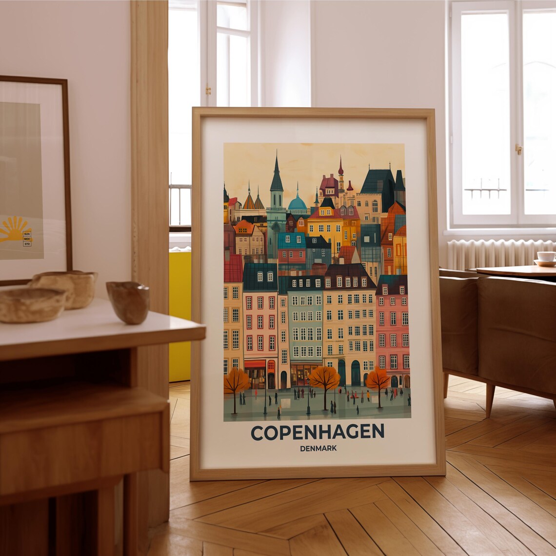Copenhagen Pastel City Square Autumn Spires Houses Denmark Poster - Image 3