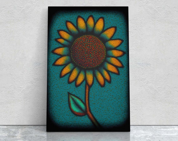Sunflower Abstract Pointillism, Farmhouse Art Print