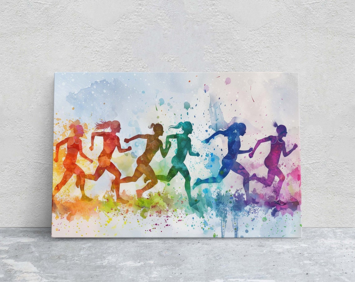 Womens Track Girls Field Colorful Sports Woman Sports Large Art Print Framed Girls Room Kids Room Athlete