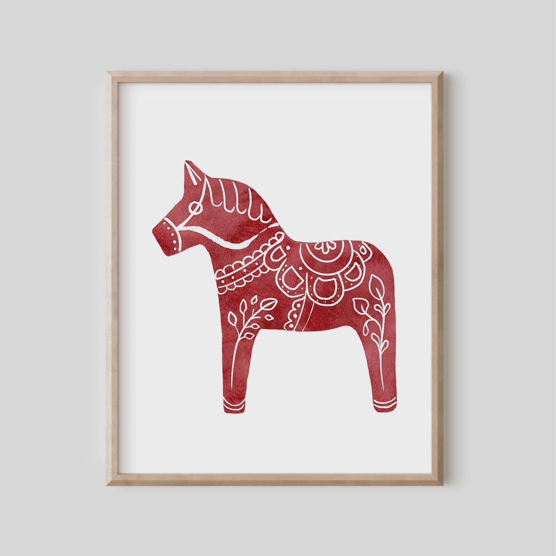 Red Dala Horse Scandinavian Folk Art Poster