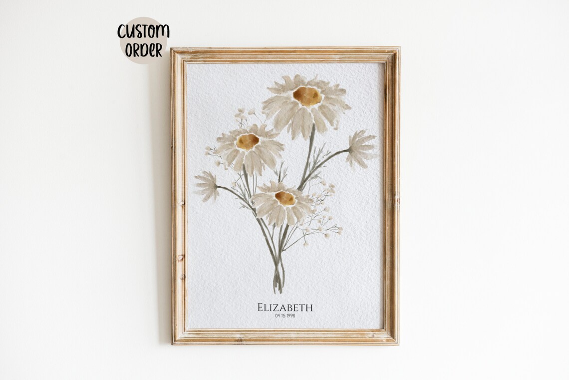 Family Birth Month Flower Custom Watercolor Art Print