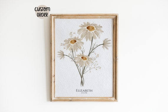 Family Birth Month Flower Custom Watercolor Art Print