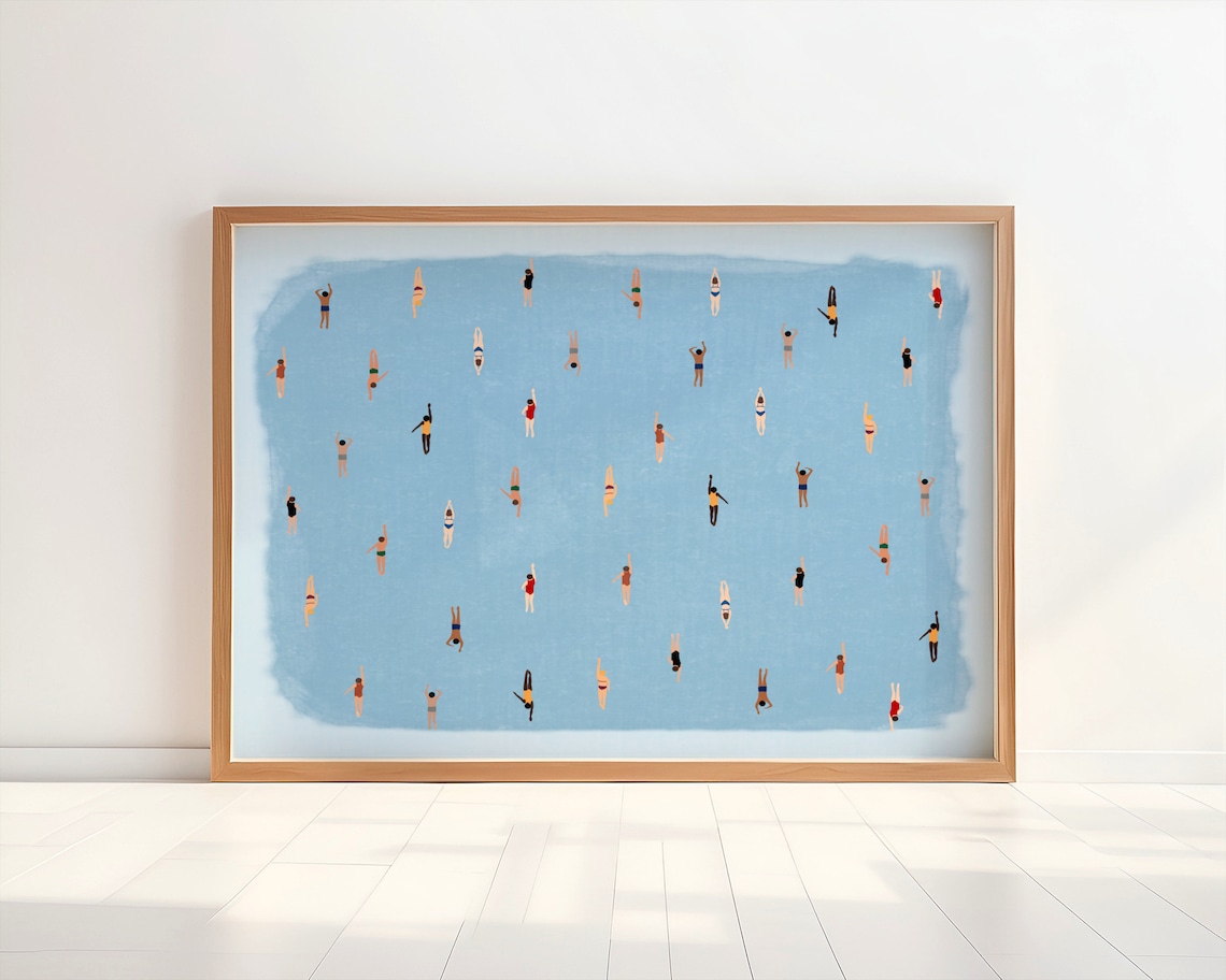 Swimming in Watercolor Print, Minimalist Pool Art - Image 4