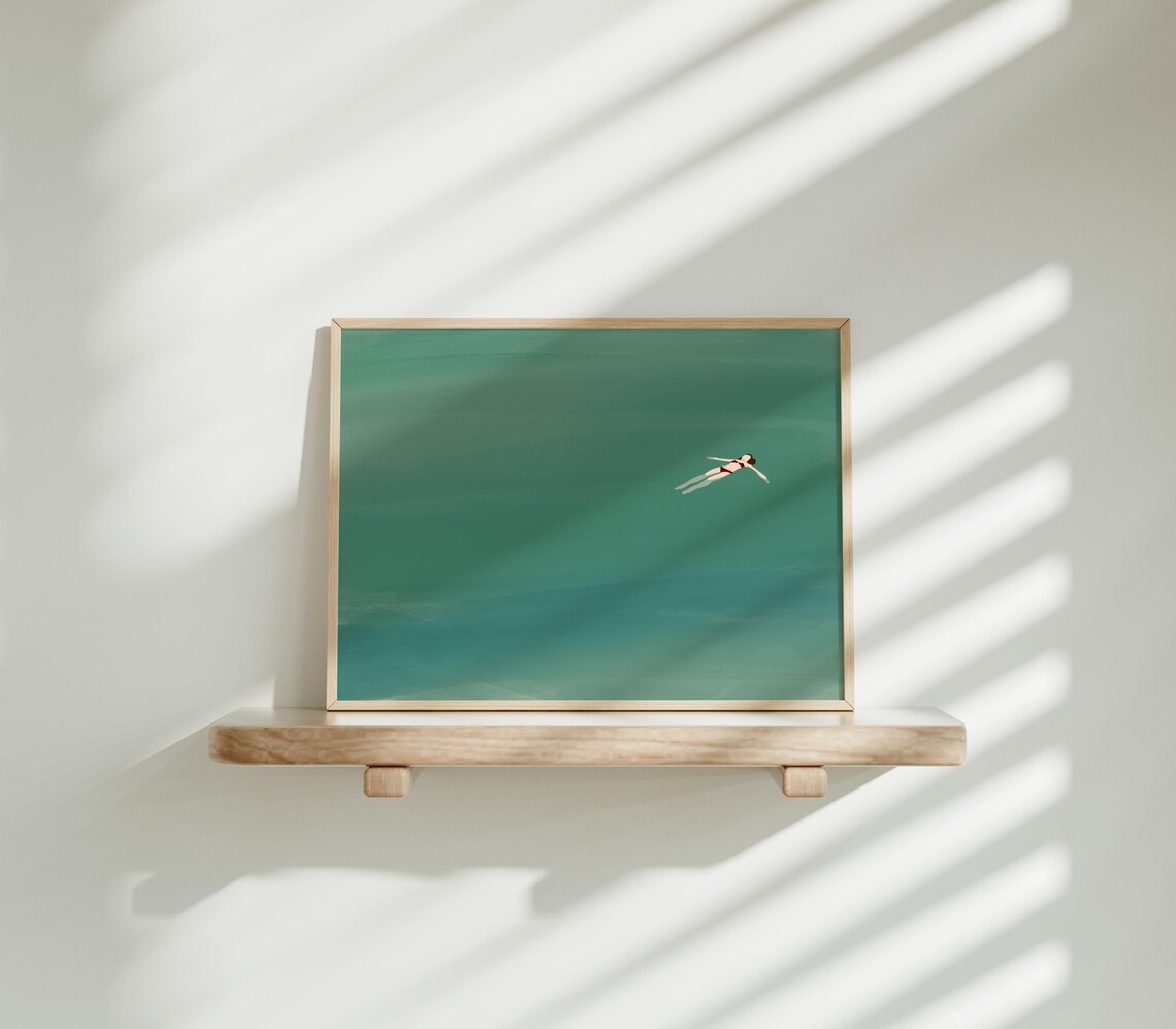 Girl Floating In Pool Horizontal Wall Art Print - Image 4