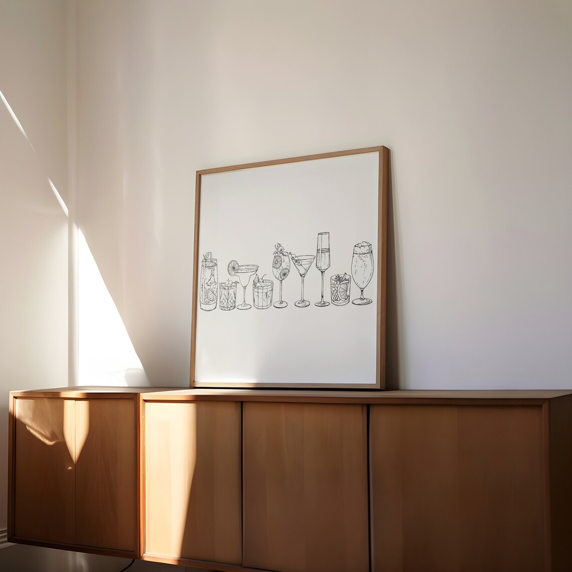 Minimalist Cocktail Art Print, Black And White Modern - Image 3