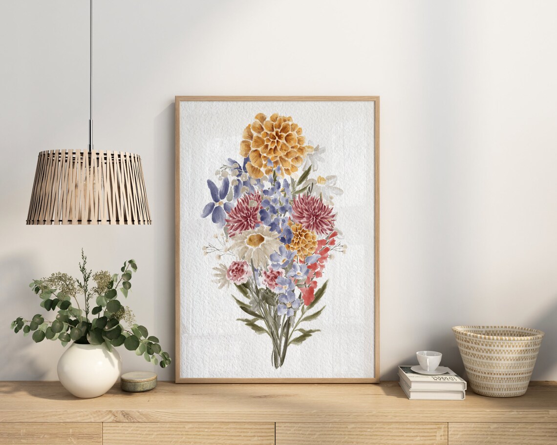 Family Birth Flower Bouquet, Watercolor Custom Gift - Image 4