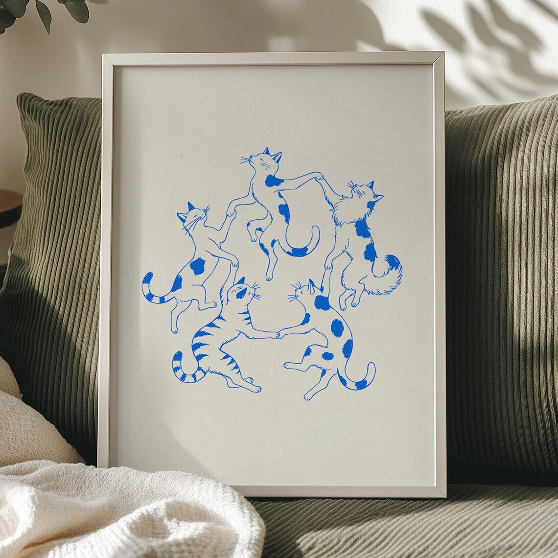 Line Drawing Cat Poster, Chic Abstract Feline