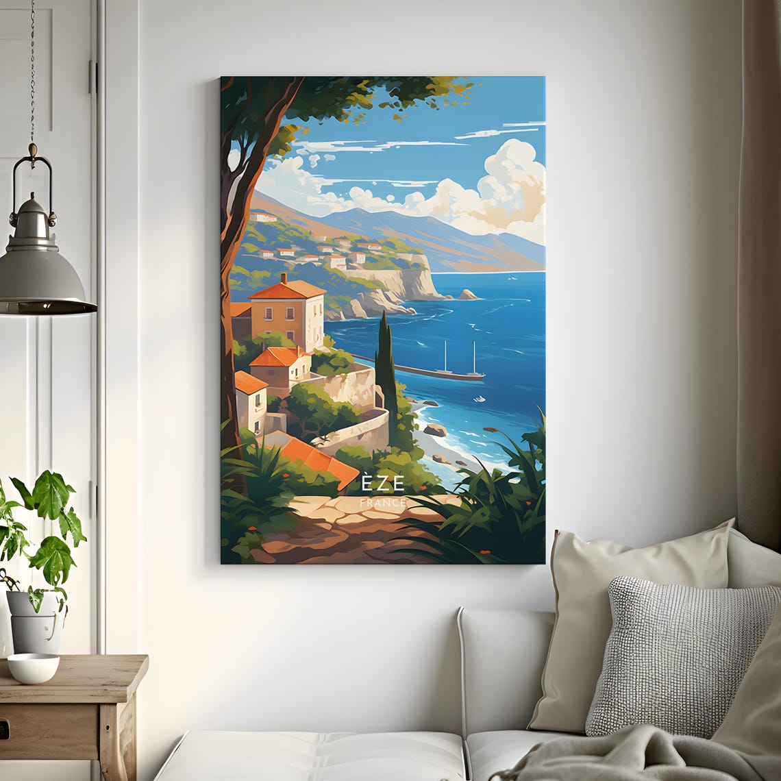 Eze France Coastal Hilltop Village Mediterranean Riviera View Poster - Image 3
