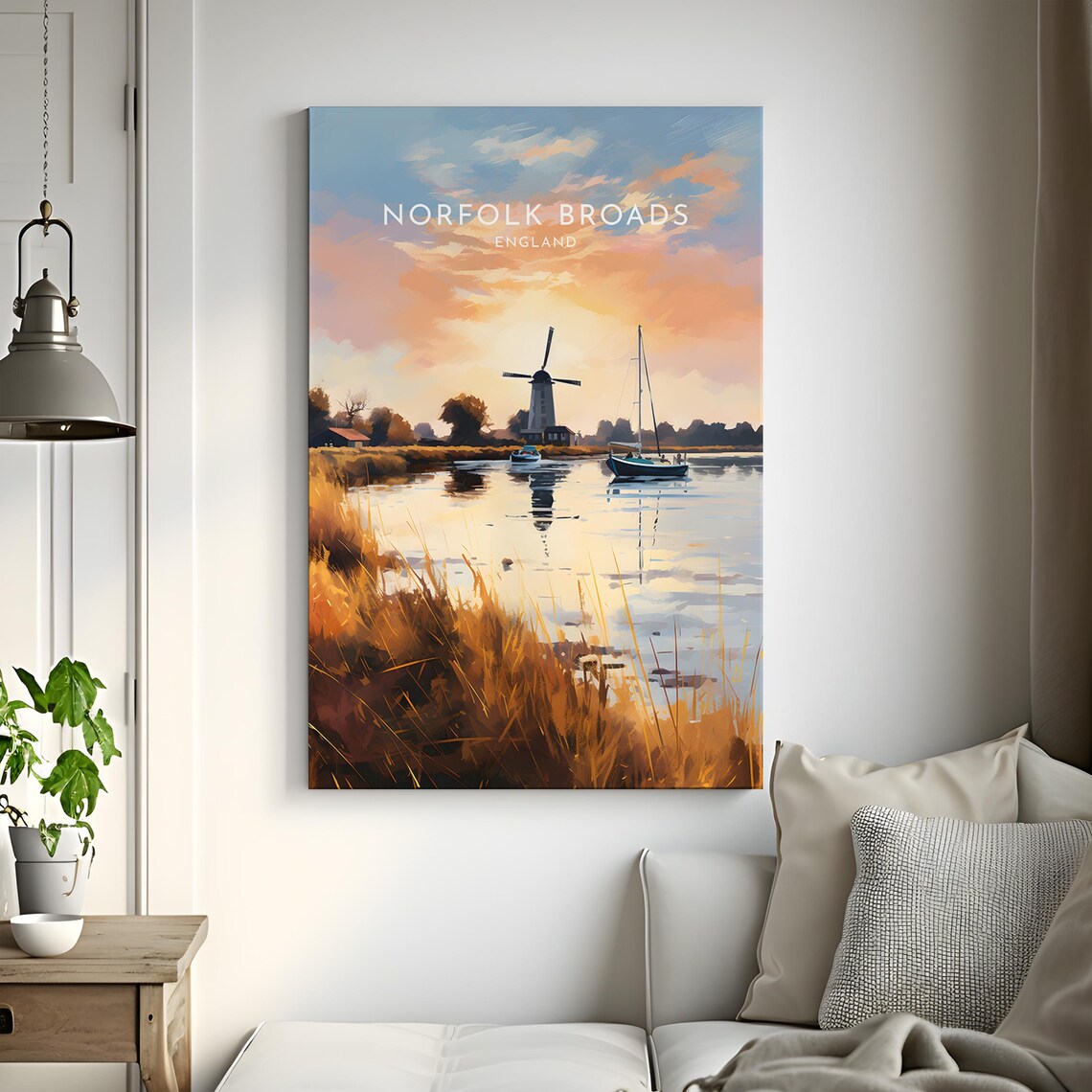 Norfolk Broads Travel Poster, England Landscape - Image 3