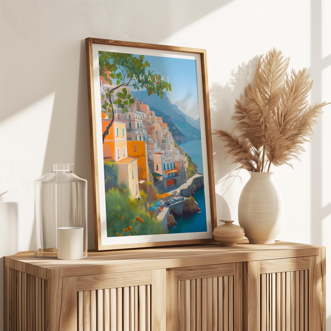 Amalfi Coast Italy Cliffside Village Blue Sea Coast Travel Poster - Image 2