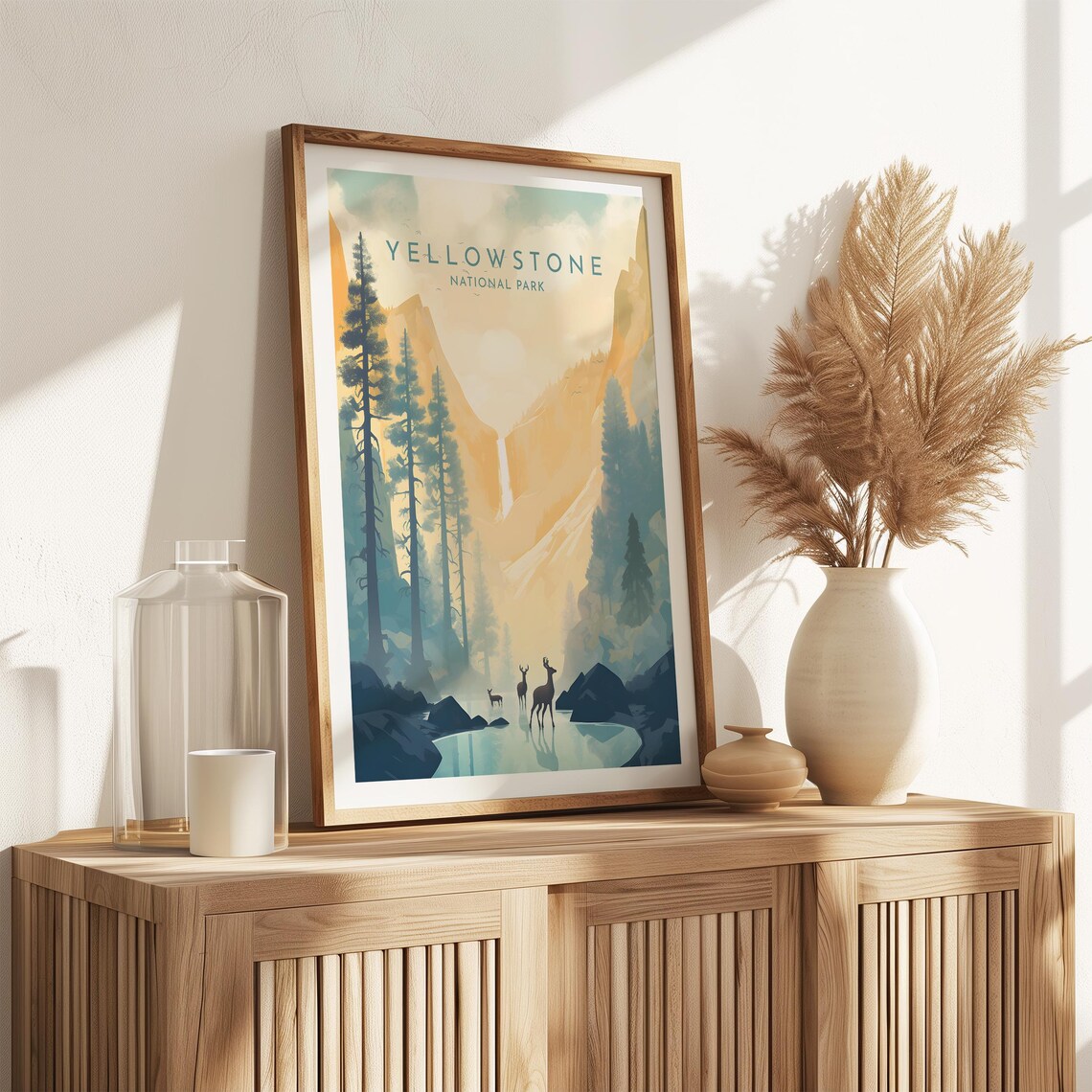 Yellowstone Travel Poster, Wyoming Yellowstone Falls - Image 2