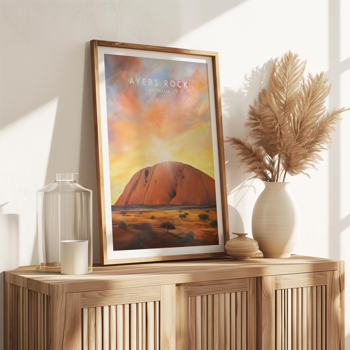Ayers Rock Australia Uluru Sunset Desert Travel Poster with Red Glow - Image 2