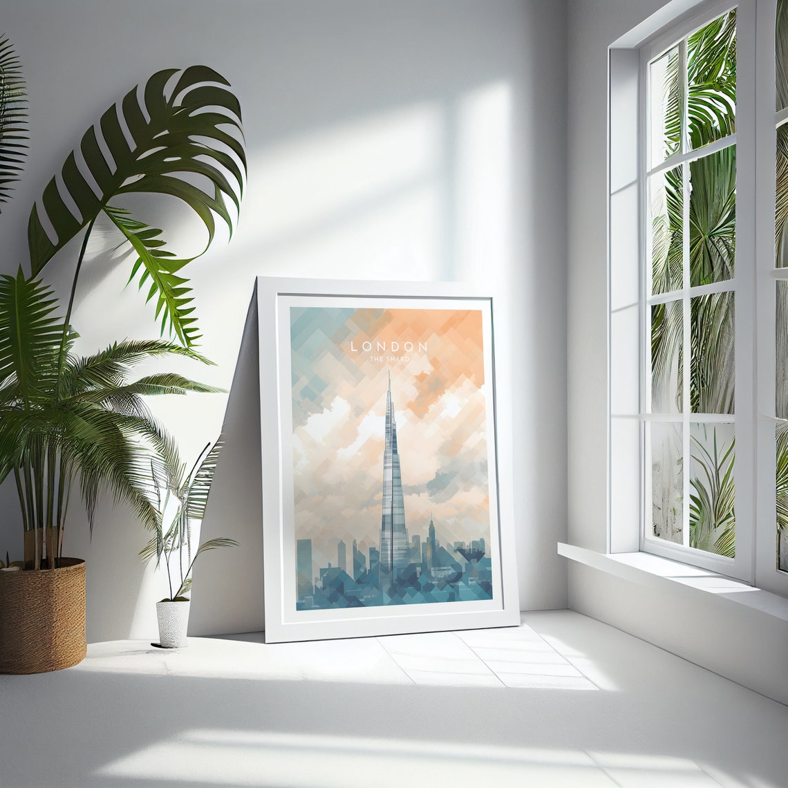 London The Shard Pastel Geometric Mosaic Sky Modern City Poster - Image 4