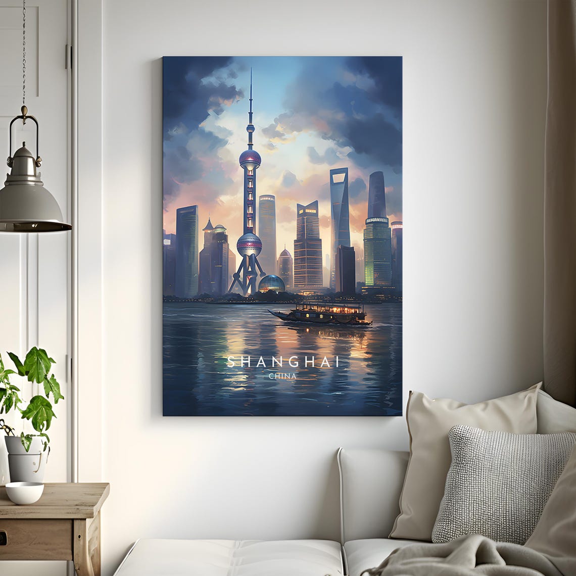 Shanghai China Skyline Oriental Pearl Tower Dusk Travel Poster - Image 3