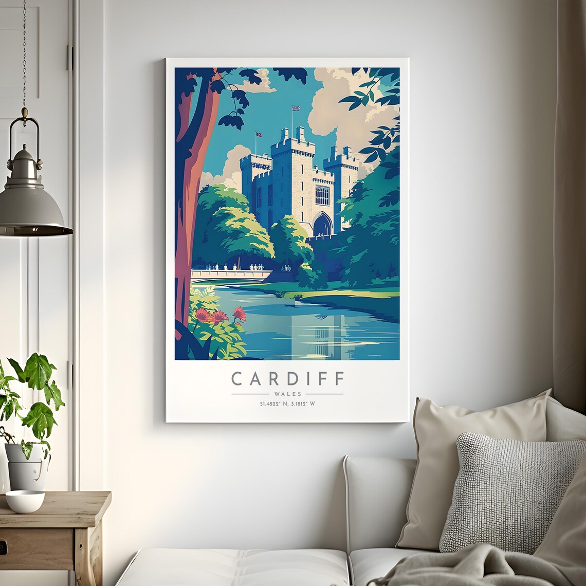 Cardiff Wales Castle Riverside Gardens Historic Castle View Poster - Image 2